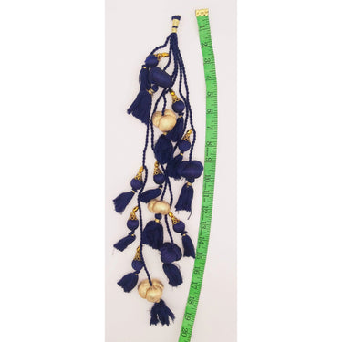 Navy Blue And Gold Fabric Balls Bunch Tassels, Latkan, Embellishments